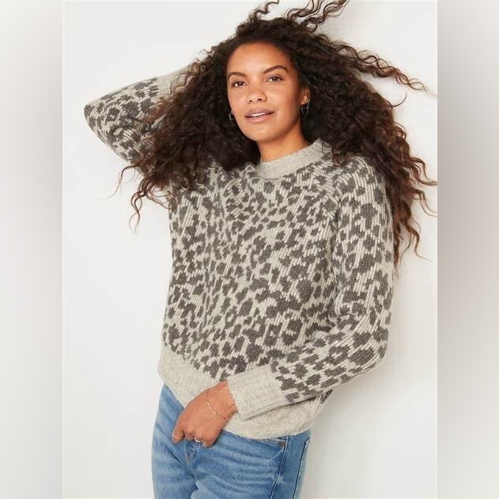 Old‎ Navy Gray Leopard Print Women's Sweater Sz Small